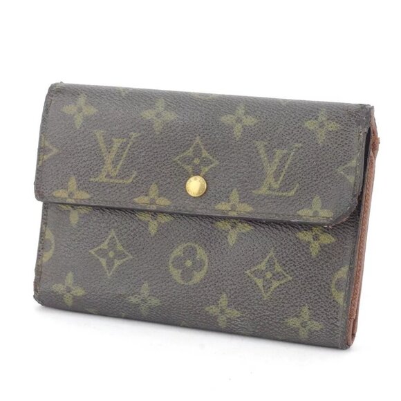 Louis Vuitton Three Folded Wallet Monogram Beige Monogram Canvas Used G1426 - Picture 1 of 10